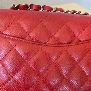 Chanel mini square red caviar